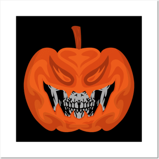 Halloween Pumpkin Skull Posters and Art